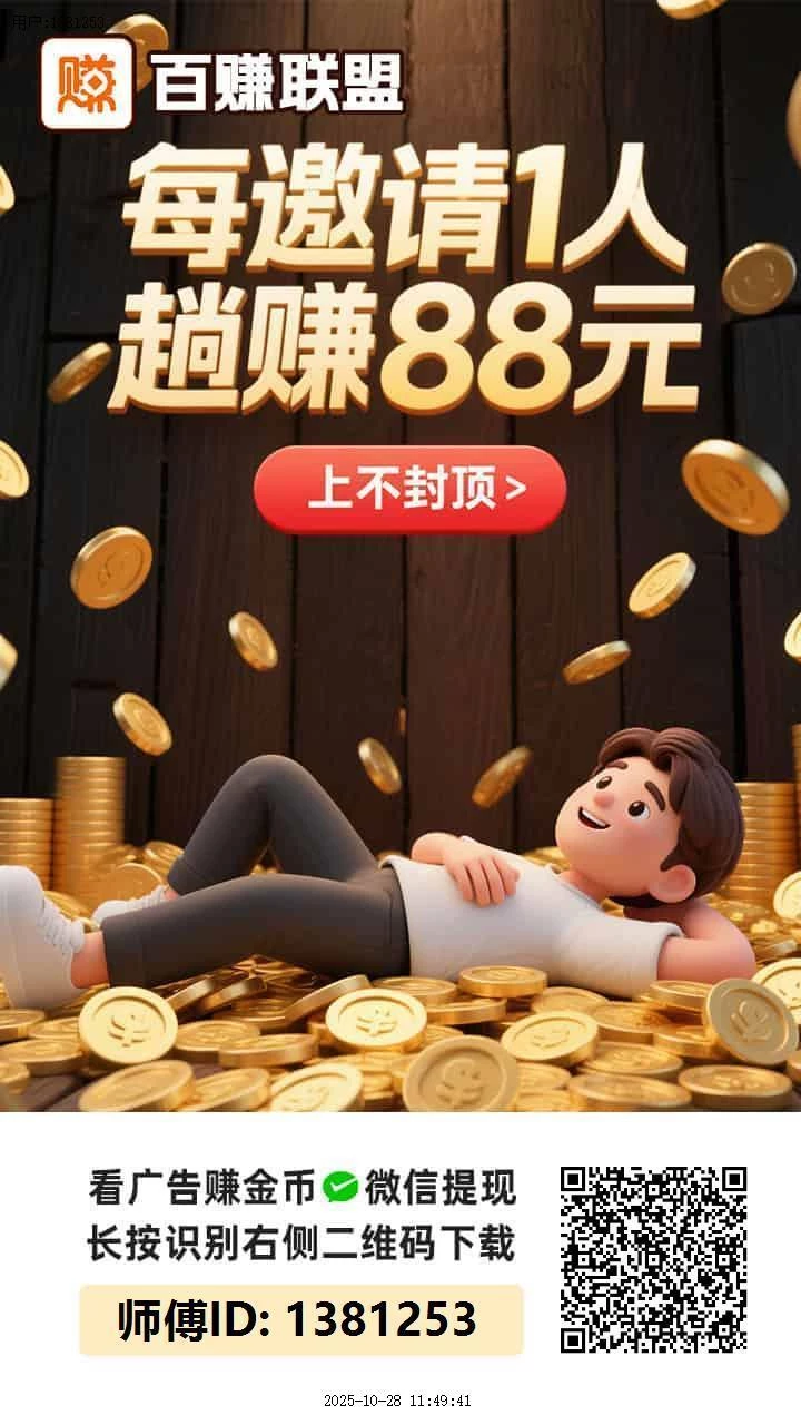 百賺联盟（黑鸡也能打出米）最低一个广告两毛到五毛-K6
