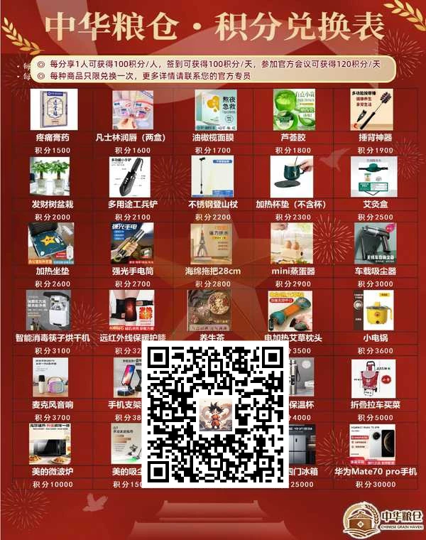 首码中华粮仓，民生保障模式，每天签到100积分-K6