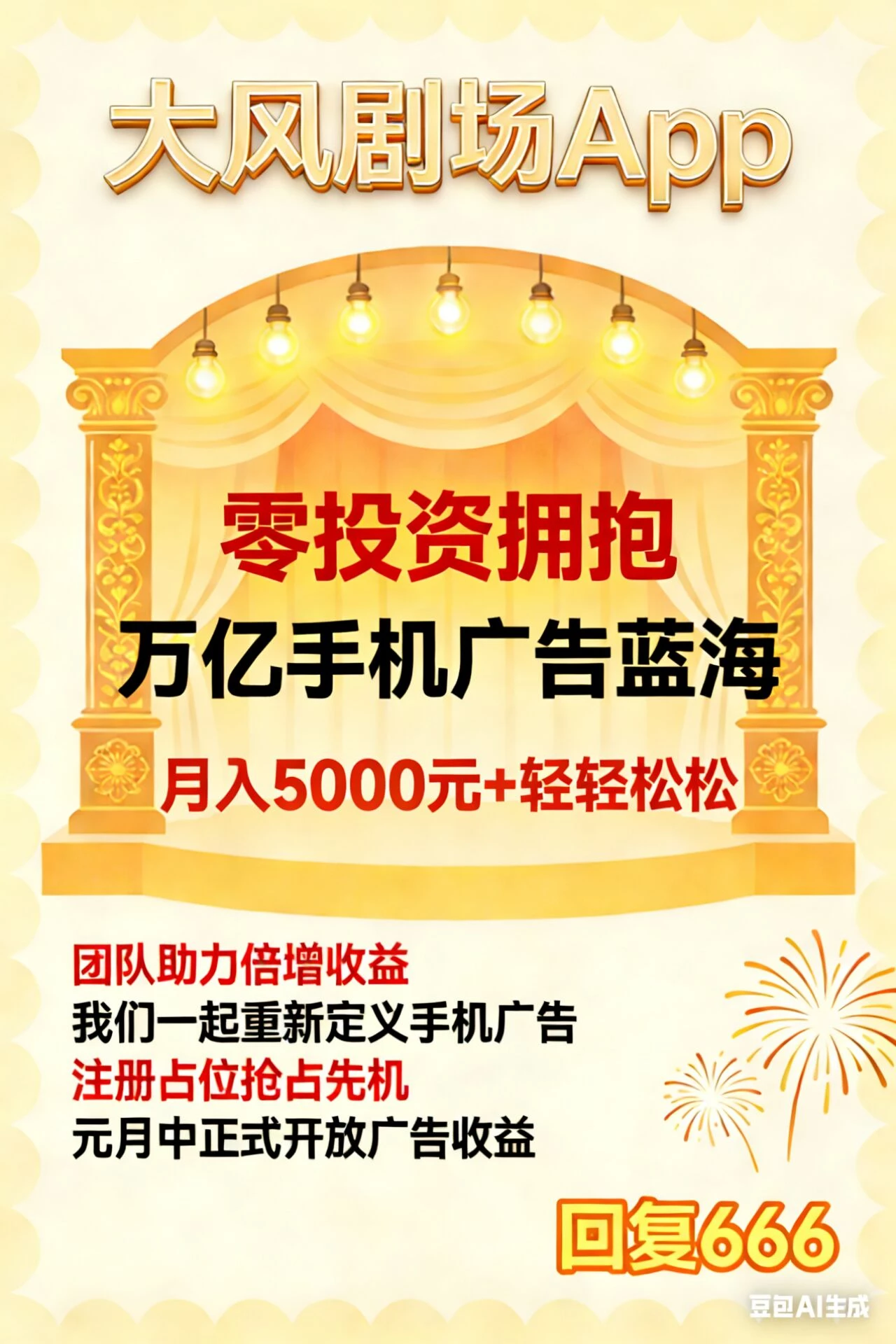 大风剧场，0投资，不养机，每条广告15块，每天能看20条-K6